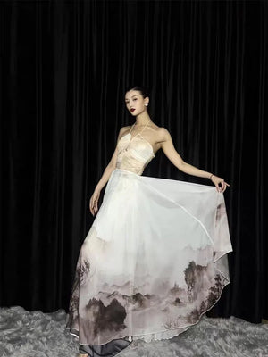 Black&White Chinese Dance Dress outfit - Yandan_Hanfu