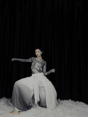 Black&White Chinese Dance Dress outfit - Yandan_Hanfu