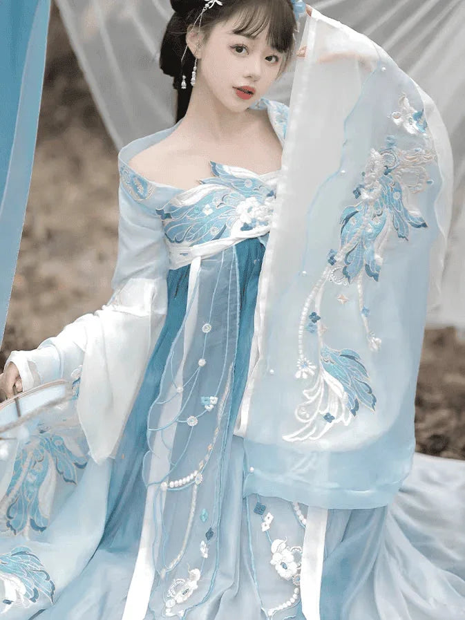 Blue Traditional Hanfu Dress - Yandan_Hanfu
