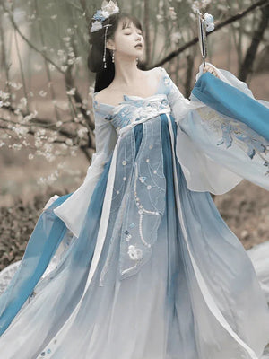 Blue Traditional Hanfu Dress - Yandan_Hanfu