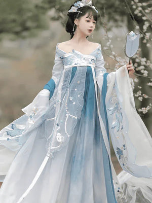 Blue Traditional Hanfu Dress - Yandan_Hanfu