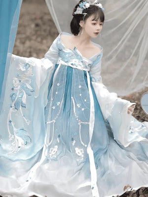Blue Traditional Hanfu Dress - Yandan_Hanfu
