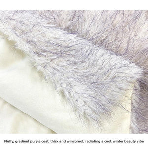 ''Falling Grace" Lace Qipao Cheongsam Dress & Faux Fur Jacket – Winter Collection - Yandan_Hanfu