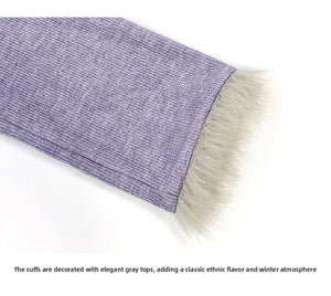 ''Falling Grace" Lace Qipao Cheongsam Dress & Faux Fur Jacket – Winter Collection - Yandan_Hanfu