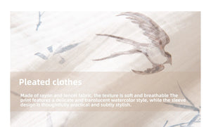 White Dew: Bamboo Shadows & Swallow Whispers – Jin-Style Hanfu Set | Tencel Pleated Robe with Rayon Camisole and Flowing Skirt - Yandan_Hanfu