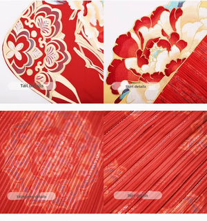 Authentic Tang-Style Bridal Hanfu – Custom Embroidered Red Gown with Flowing Grand Sleeves - Yandan_Hanfu