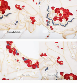 Authentic Tang-Style Bridal Hanfu – Custom Embroidered Red Gown with Flowing Grand Sleeves - Yandan_Hanfu