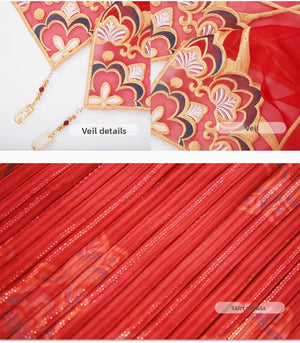 Authentic Tang-Style Bridal Hanfu – Custom Embroidered Red Gown with Flowing Grand Sleeves - Yandan_Hanfu