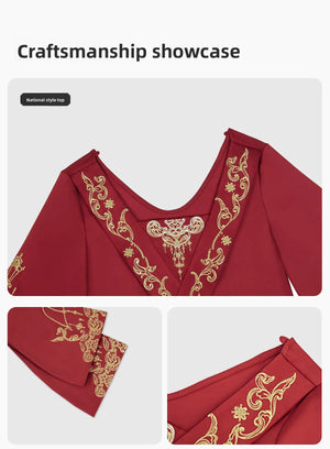 Perfect Harmony Bridal Hanfu – New Chinese Style Mamian Skirt Wedding Dress for Engagement & Reception - Yandan_Hanfu