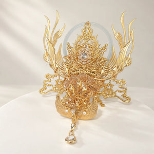 Crown and small phoenix hairpin with clear accents