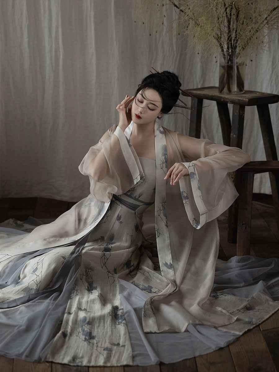 Grey Modern Chinese Hanfu Dress - Yandan_Hanfu