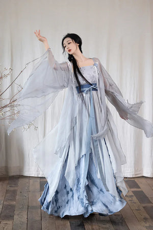 Modern Hanfu Collection | Daily outerwear, tie-dye skirt, irregular skirt, fairy elements - Yandan_Hanfu