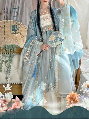 Tang Dynasty | Blue Traditional Hanfu (白茶) - Yandan_Hanfu