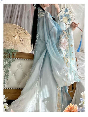 Tang Dynasty | Blue Traditional Hanfu (白茶) - Yandan_Hanfu