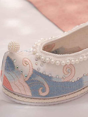 Hanfu Shoes | Chinese Traditional Shoes-White&Blue - Yandan_Hanfu