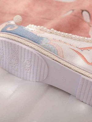 Hanfu Shoes | Chinese Traditional Shoes-White&Blue - Yandan_Hanfu