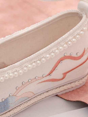 Hanfu Shoes | Chinese Traditional Shoes-White&Blue - Yandan_Hanfu