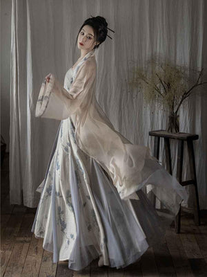 Grey Modern Chinese Hanfu Dress - Yandan_Hanfu
