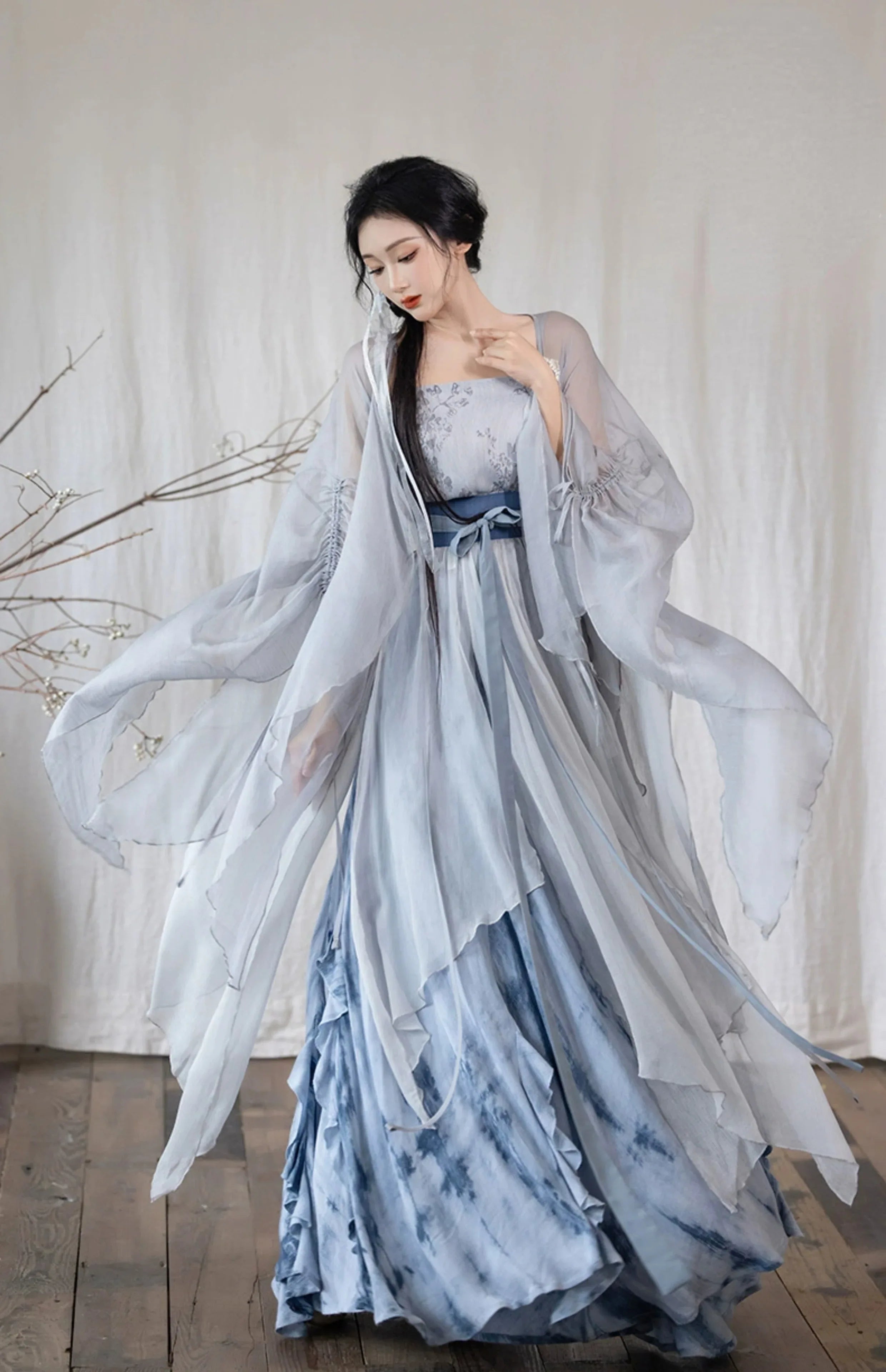 Modern Hanfu Collection | Daily outerwear, tie-dye skirt, irregular skirt, fairy elements - Yandan_Hanfu
