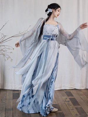 Modern Hanfu Collection | Daily outerwear, tie-dye skirt, irregular skirt, fairy elements - Yandan_Hanfu