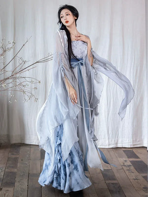 Modern Hanfu Collection | Daily outerwear, tie-dye skirt, irregular skirt, fairy elements - Yandan_Hanfu