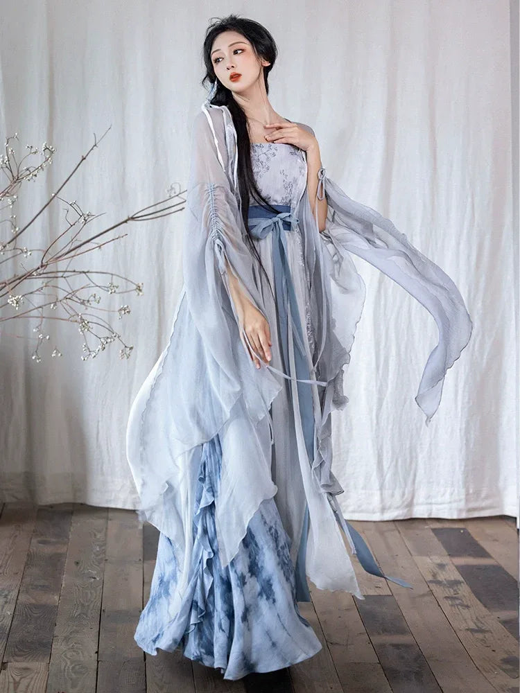 Modern Hanfu Collection | Daily outerwear, tie-dye skirt, irregular skirt, fairy elements - Yandan_Hanfu