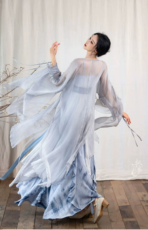 Modern Hanfu Collection | Daily outerwear, tie-dye skirt, irregular skirt, fairy elements - Yandan_Hanfu