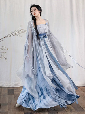 Modern Hanfu Collection | Daily outerwear, tie-dye skirt, irregular skirt, fairy elements - Yandan_Hanfu