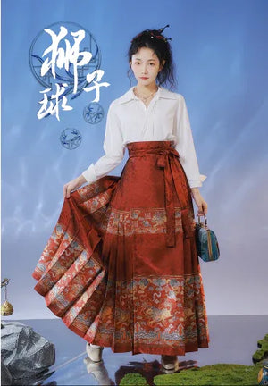 Mamian | Hanfu Dress | Red White - Yandan_Hanfu