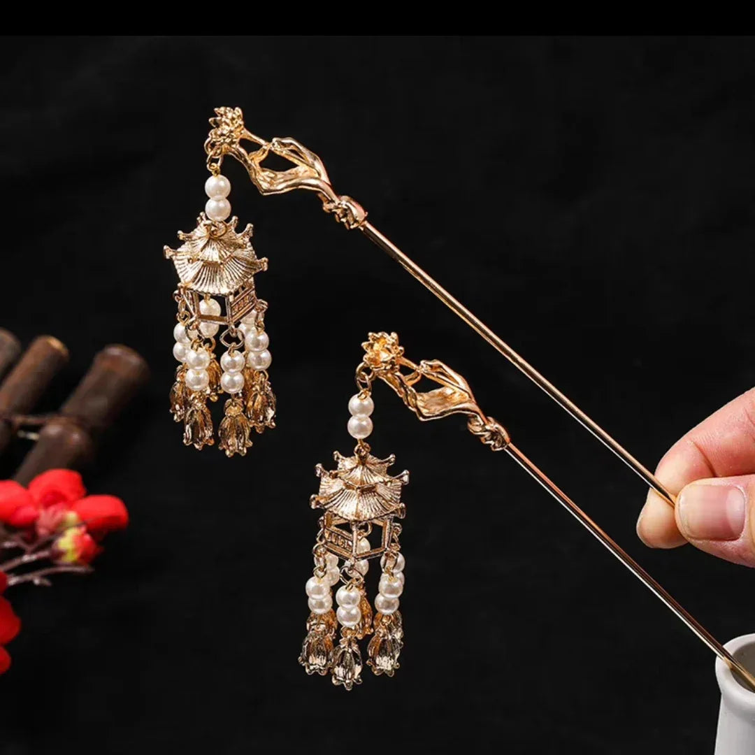 Shinning pavilion tassel hairpin - Yandan_Hanfu