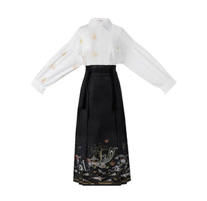 Black modern hanfu set| Ma mian qun|Ming dynasty - Yandan_hanfu_china