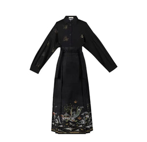 Black modern hanfu set| Ma mian qun|Ming dynasty - Yandan_Hanfu