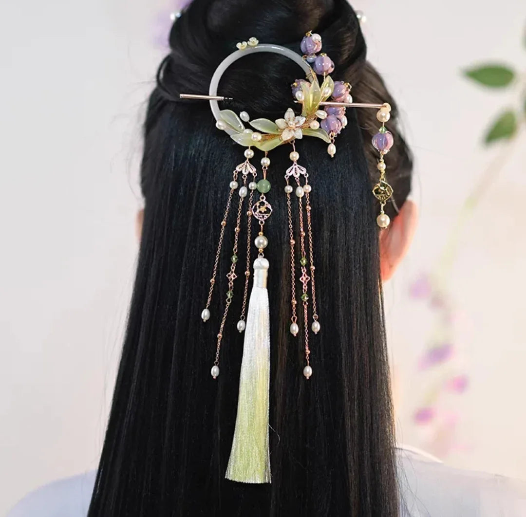 White orchid hairpin - Yandan_Hanfu