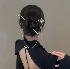 Fan Tassel Hairpin - Yandan_hanfu_china