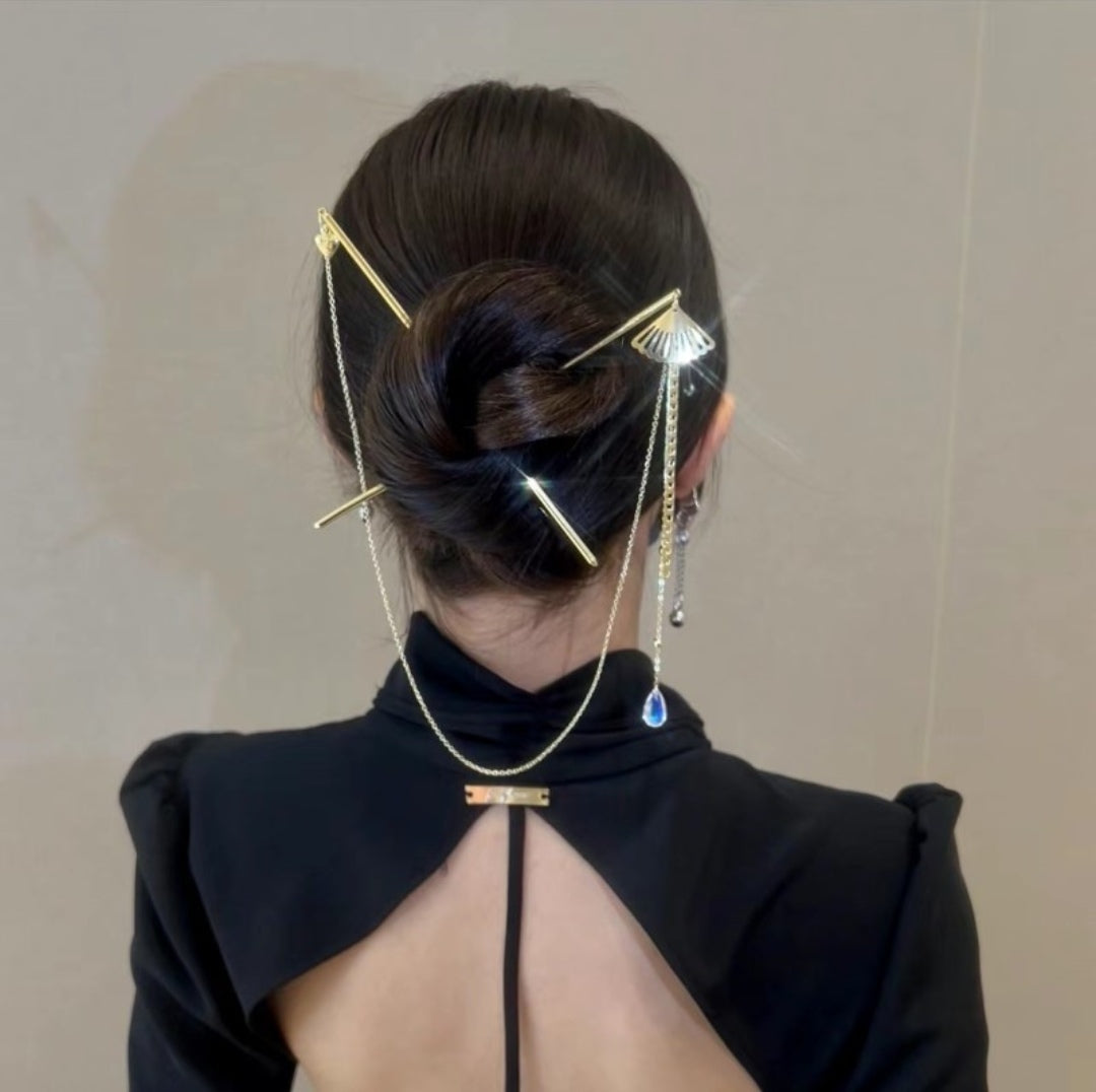 Fan Tassel Hairpin - Yandan_hanfu_china
