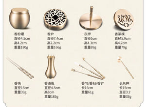 Chinese Pure Copper Incense Burner Kit Tool - Yandan_hanfu_china