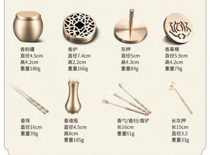 Chinese Pure Copper Incense Burner Kit Tool - Yandan_Hanfu
