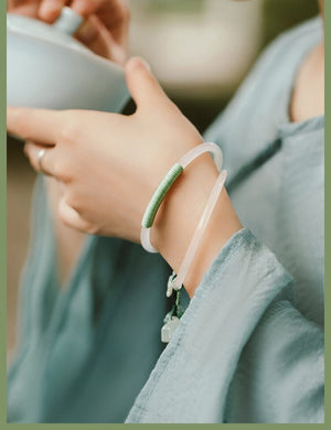 Handmade white\pink chalcedony bracelet Yandan_hanfu_china