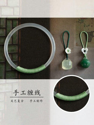 Handmade white\pink chalcedony bracelet Yandan_hanfu_china