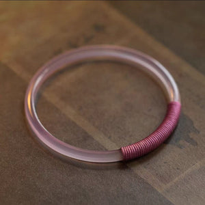 Handmade white\pink chalcedony bracelet Yandan_hanfu_china Pink chalcedony +winding thread 54-56