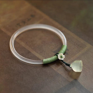Handmade white\pink chalcedony bracelet Yandan_hanfu_china White chalcedony+ chalcedony lotus 54-56