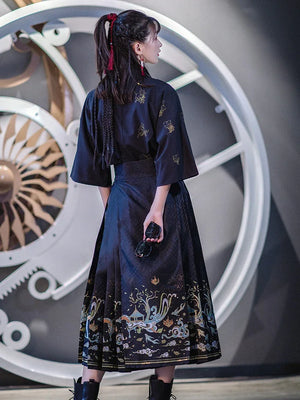 Black modern hanfu set| Ma mian qun|Ming dynasty - Yandan_Hanfu