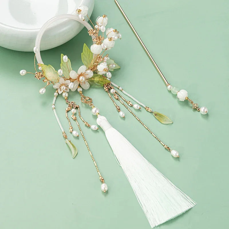 White orchid hairpin - Yandan_Hanfu
