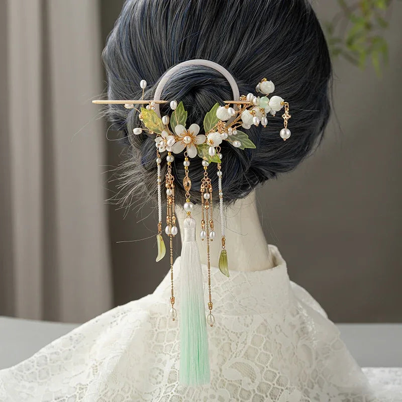 White orchid hairpin - Yandan_Hanfu