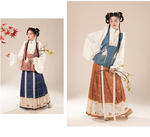 Ming Dynasty Featuring a diverse collection of Hanfu styles, this display presents a blend of traditional and modern elements,the intricate embroidery of classic Hanfu. The assortment includes authentic Tang Dynasty dresses and detailed Ming Dynasty Hanfu, alongside luxurious royal attire and scholar officials' outfits. With a special emphasis on Hanfu, the exhibit highlights the rich cultural tapestry of traditional Asian clothing and modern, Asian-inspired fashion