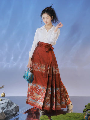 Mamian | Hanfu Dress | Red White - Yandan_Hanfu