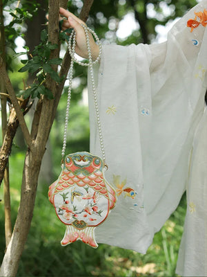 Hanfu Goldfish Embroidered Bag - Yandan_Hanfu