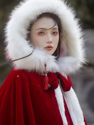 Red Hanfu Cape | glittering - Yandan_hanfu_china