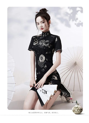 Black | Modern Chinese Qipao 【国潮】 - Yandan_Hanfu