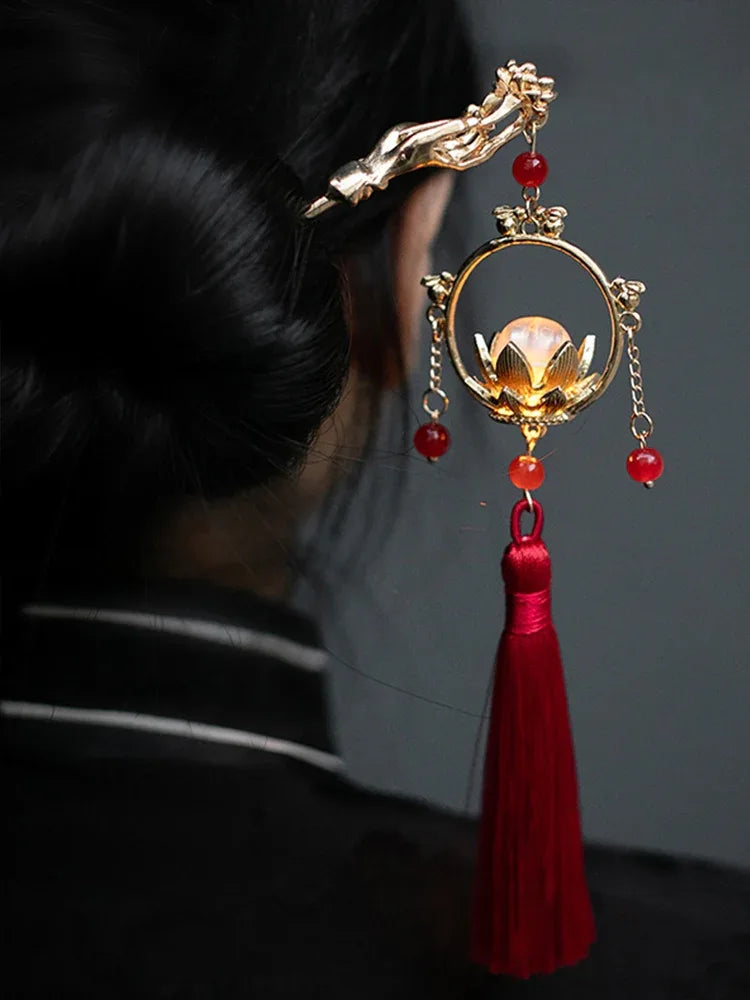 Lotus Shinning tassel hairpin - Yandan_Hanfu